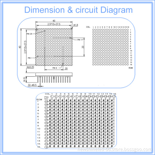 Factory Direct 16x16 DIP LED Dot Matrix Display 60x60mm Brighter 7-Segment